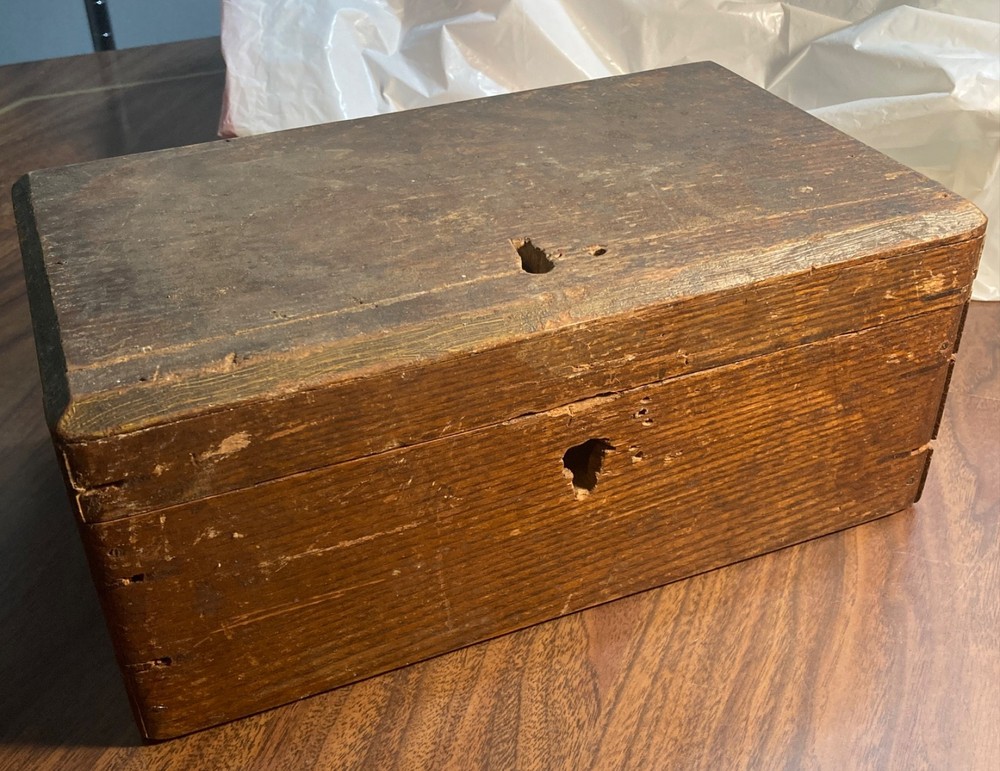 Vintage Rustic Handmade Wood Box Hinged Lid - Good For Keepsakes, Tools, Decor
