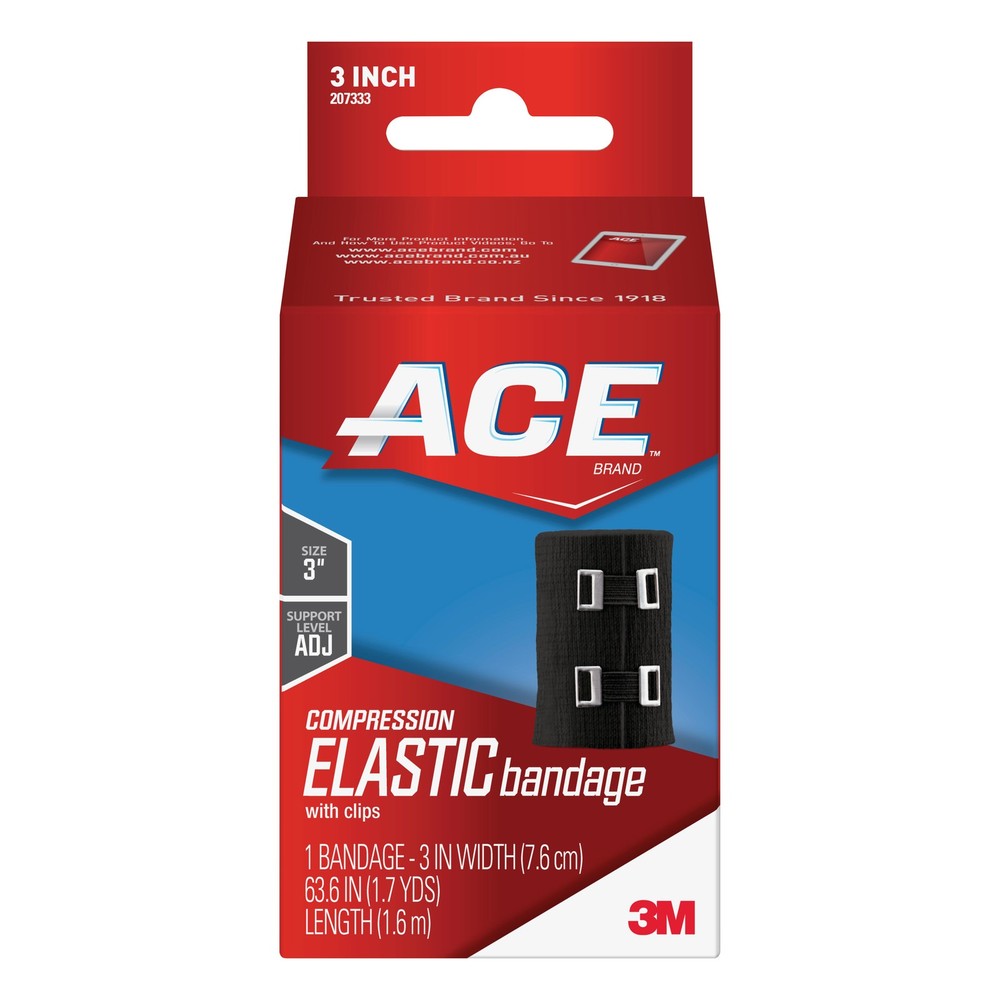 ACE Elastic Bandage with Clips: 3 in. width (Black)