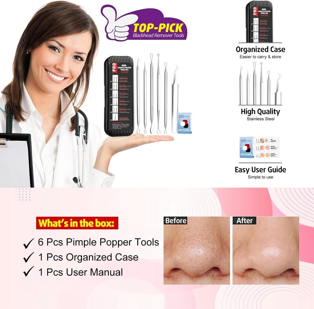 Cbiumpro Blackhead Remover Tool Kit Pimple Extractor Acne Comedone Tools