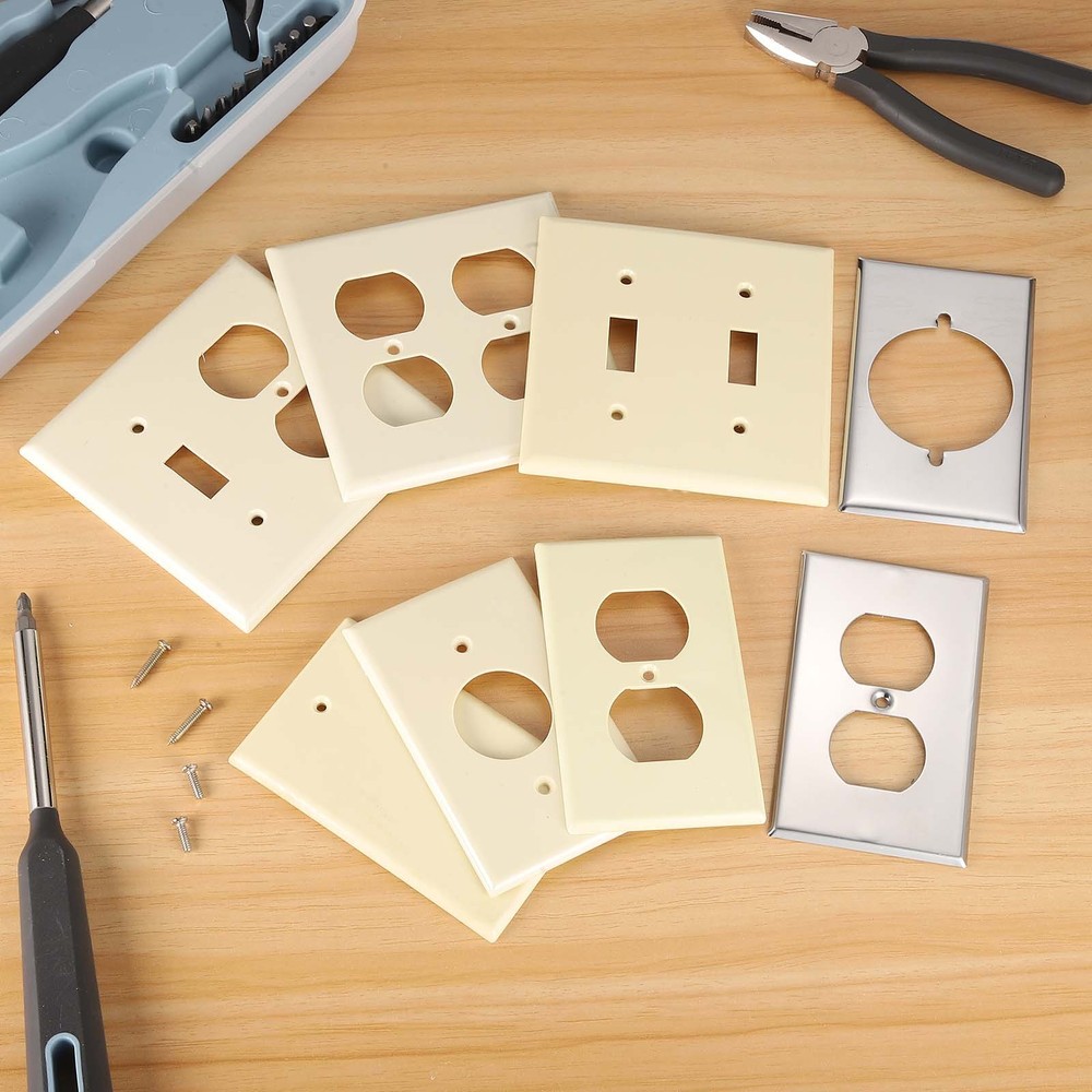 3Pcs Switch Plate Covers, Decorative ABS Outlet Cover, White(Blank)