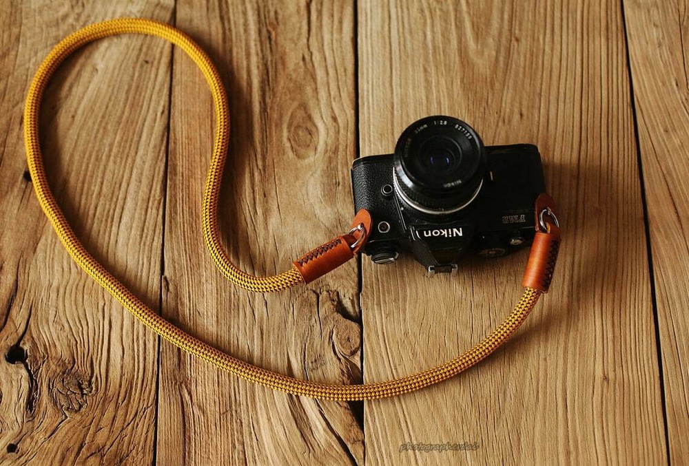 Golden climbing rope 10mm handmade camera strap