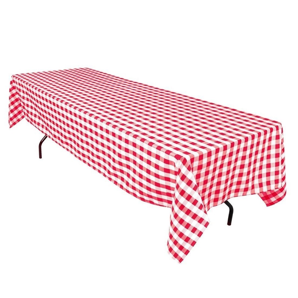 5 packs Gingham Checkered Tablecloths 60 x 126 inch Buffalo Polyester Seamless