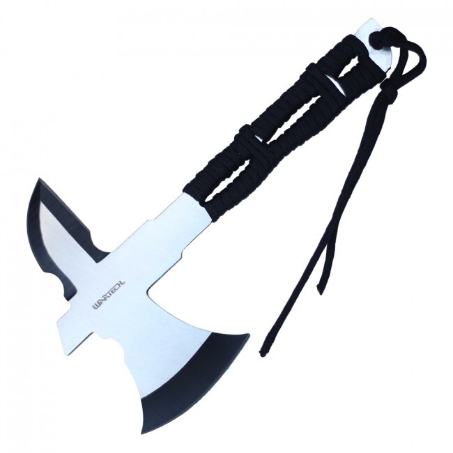 Mini Throwing Axe | 8" Overall Full Tang Silver Blade Cord-Wrap Handle Tomahawk