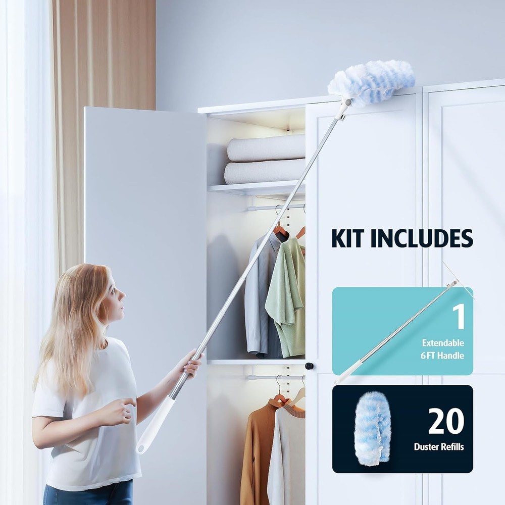 20 Refills for Swiffer Duster, Extendable Handle