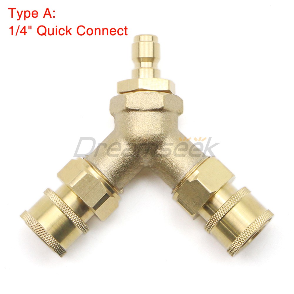 Pressure Washer Tee 3/8" 1/4inch Fitting Splitter Coupler Quick Connect Adapter