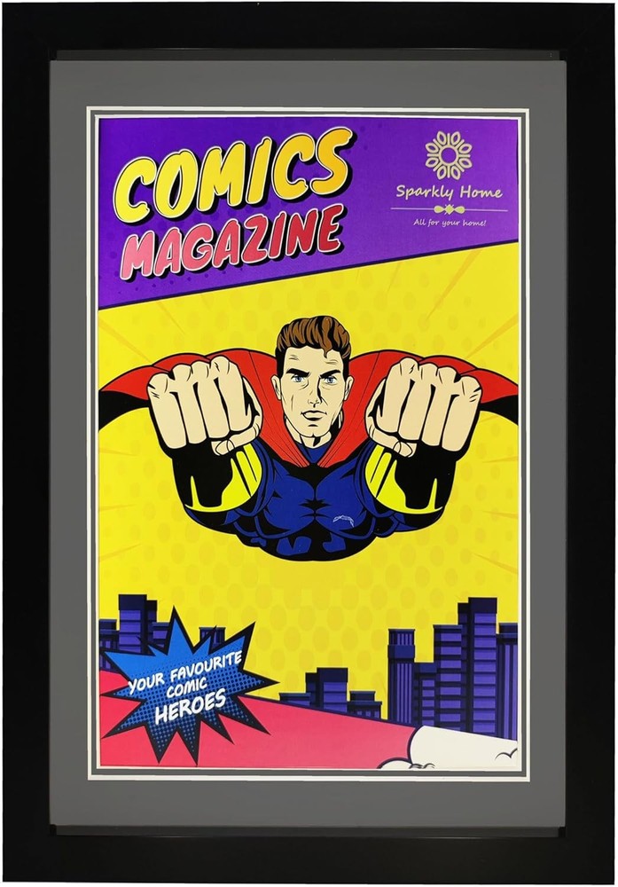 Comic Book Frame with Double Gray mat, 2 Packs, UV Protection, Display for Curre