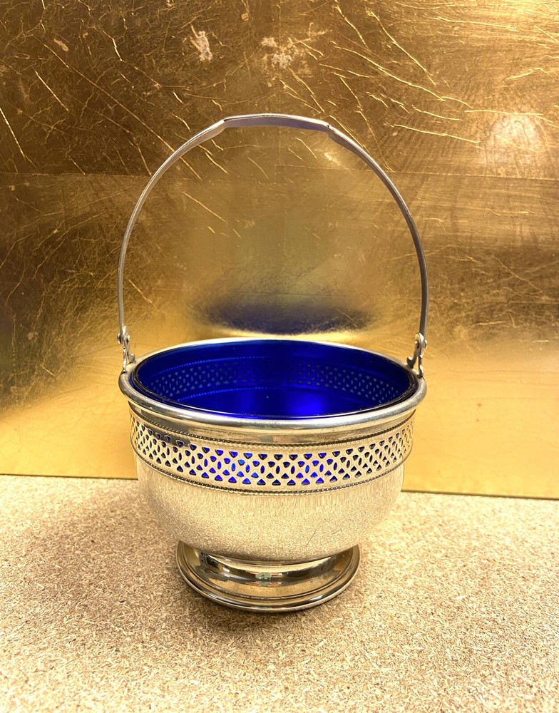Cartier Sterling Silver Bowl With Cobalt Insert