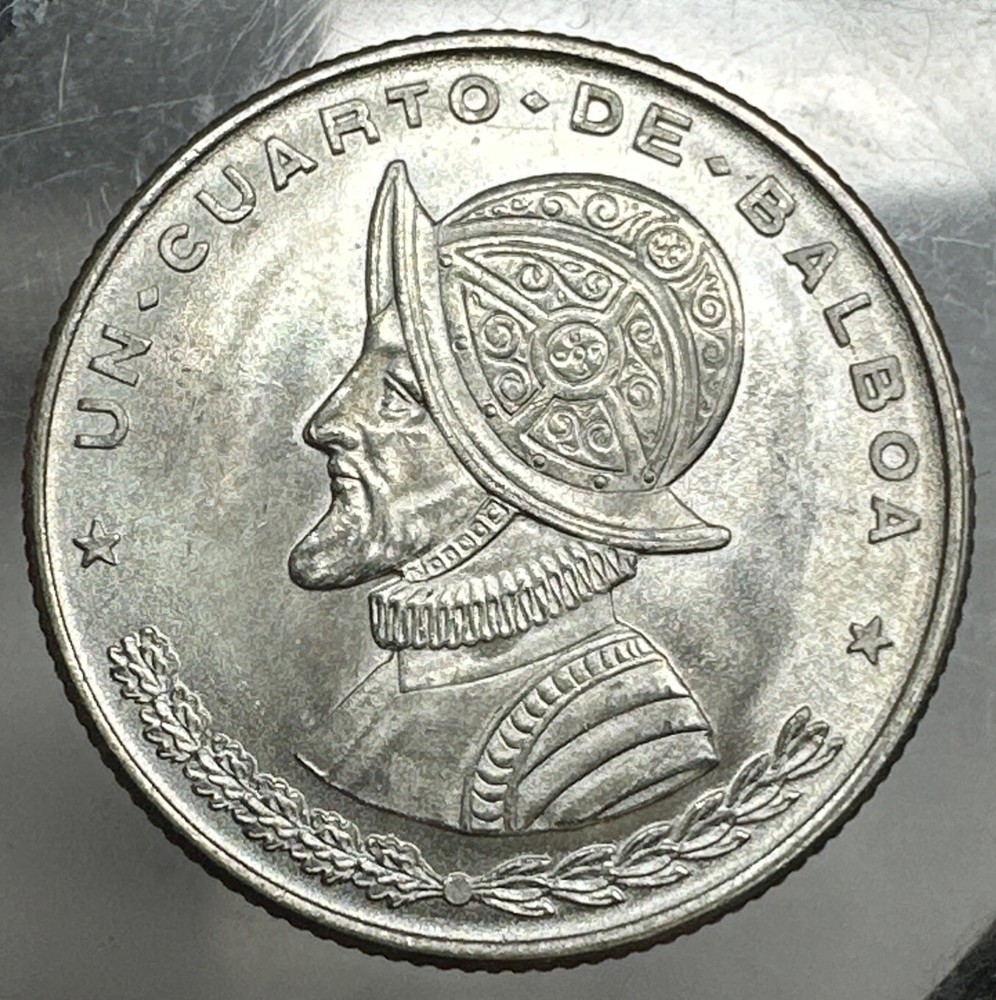 Panama:KM-25, 1/4 Balboa, 1961 * SILVER * BU *