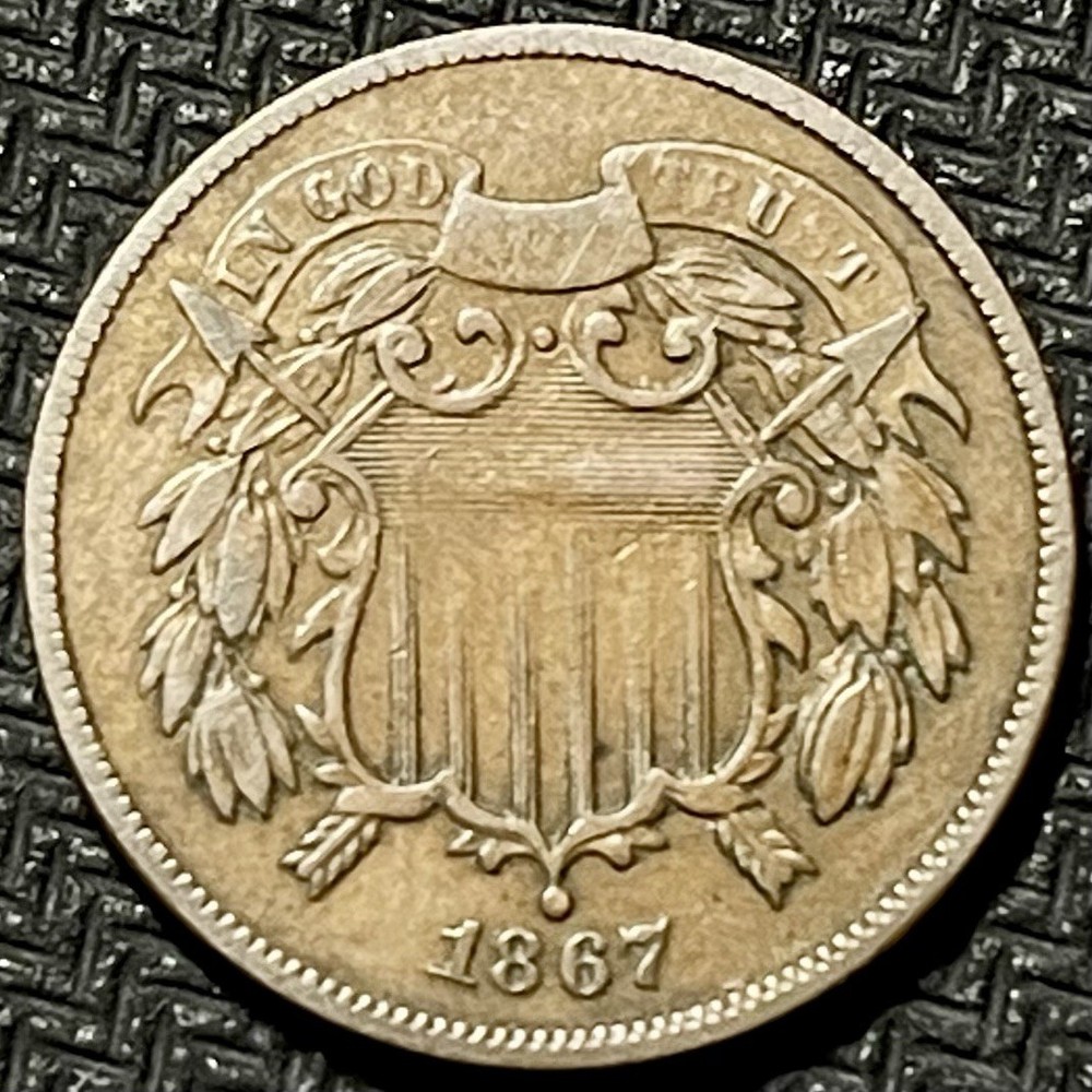 1867 Two Cent Piece 2C Ungraded Better Condition US Copper Coin🔥
