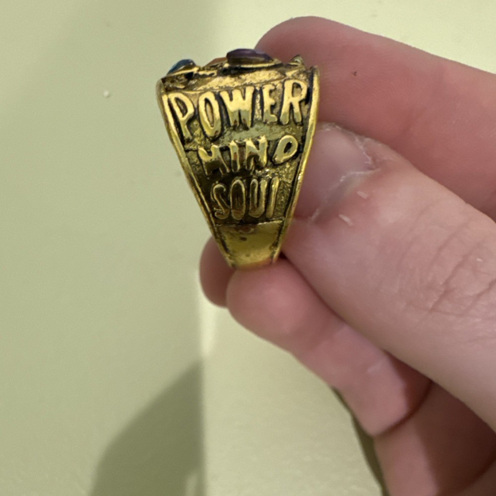 Marvel Thanos Infinity Gauntlet Cosplay Ring Gold Tone Colored Stones