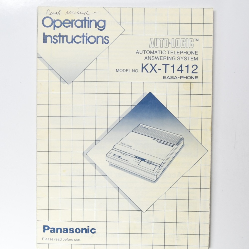 Operating Instructions Manual for Panasonic Auto-Logic Answering System KX-T1412