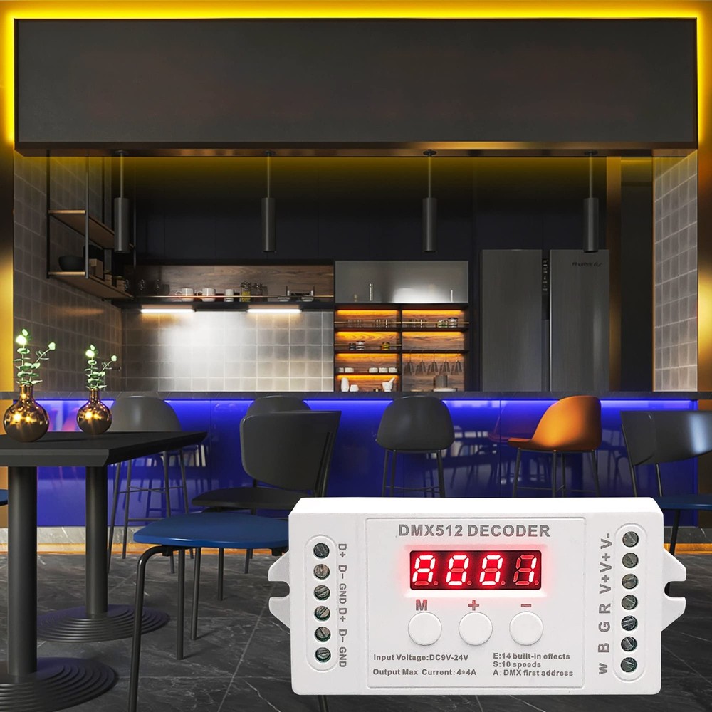 4 Channel DMX Decoder with RDM Digital Display,DMX512 Dimmer Driver PWM RGBW ...