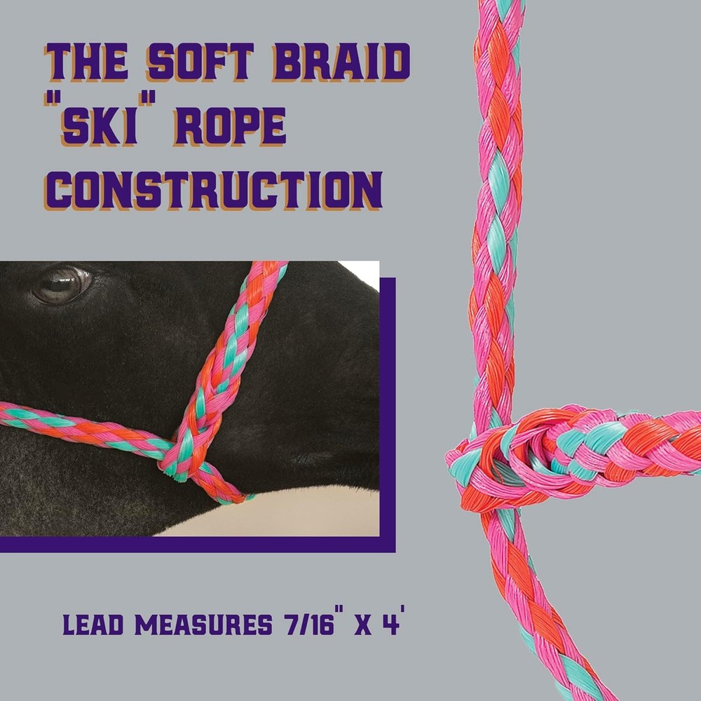 Weaver Braided Poly Rope Halter 4ft Adjustable Soft Sheep Goat