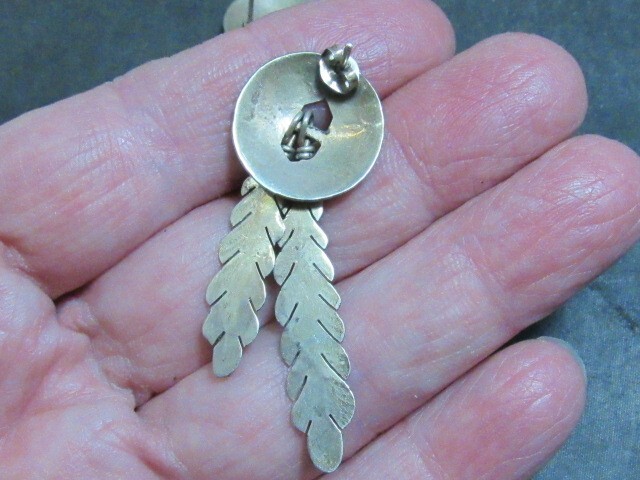 native american sterling silver earrings feather design