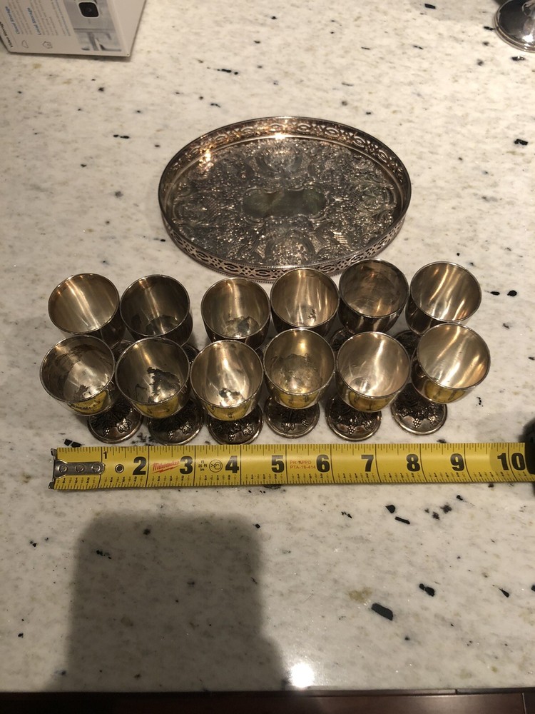miniature silver plate goblets