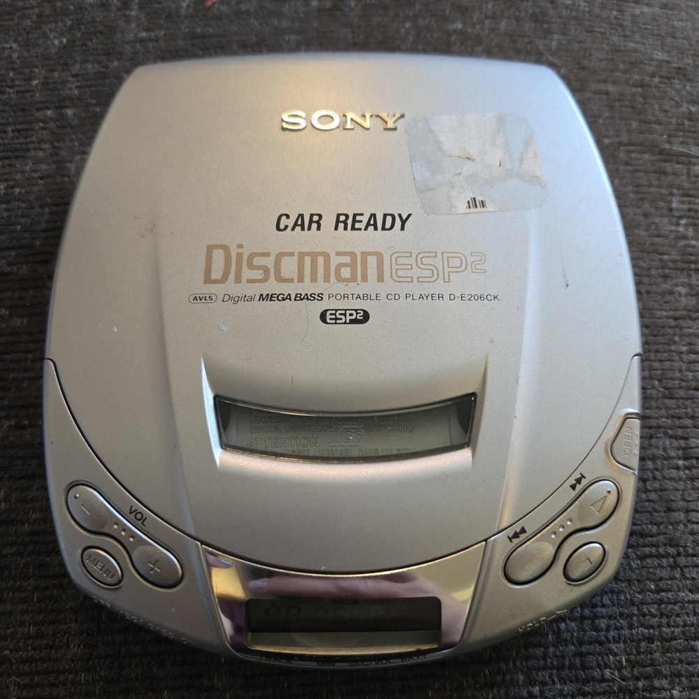 Sony Discman Car Ready ESP2 Digital Mega Bass Portable CD Player D-E206CK Read!