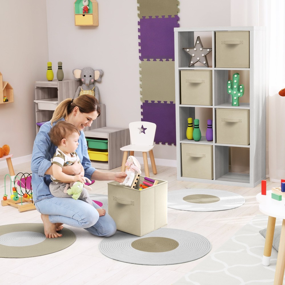 Sorbus 11" Foldable Fabric Storage Cube Bin, Chocolate (2 pack)