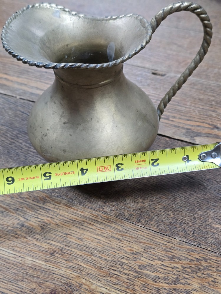 ✅ Small Brass Pitcher with Rope Handle 5" Tall * INDIA