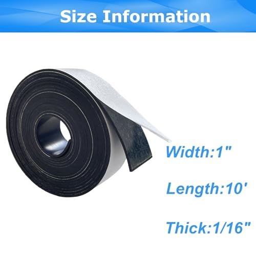 Adhesive Rubber Strips 1/16 (.062)" Thick X 1" Wide X 10'Long, Solid Rubber