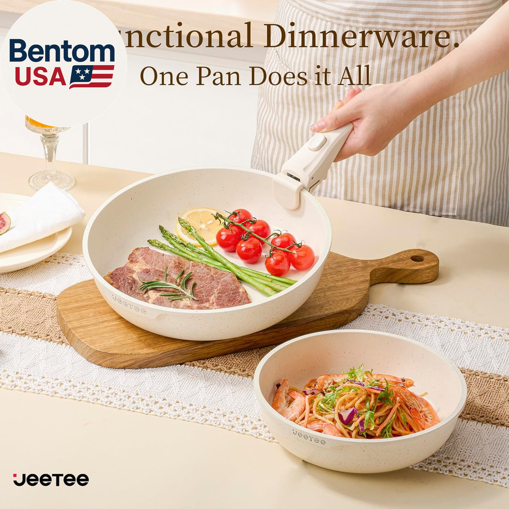 Pots and Pans Set Non Stick 17Pcs, Kitchen Cookware Sets with Detachable Handle,