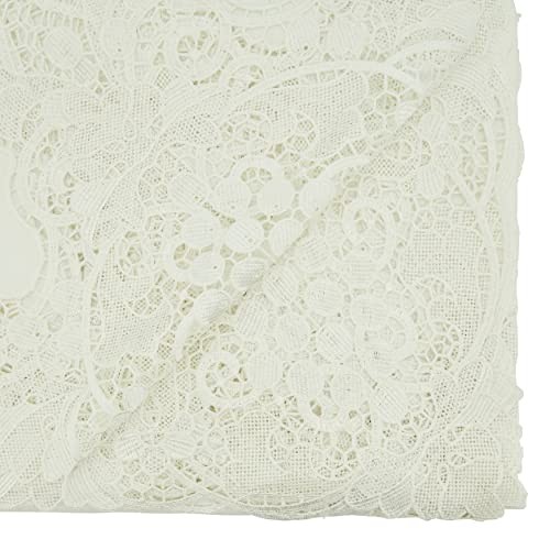 Lace Design Tablecloth 67"x138" White