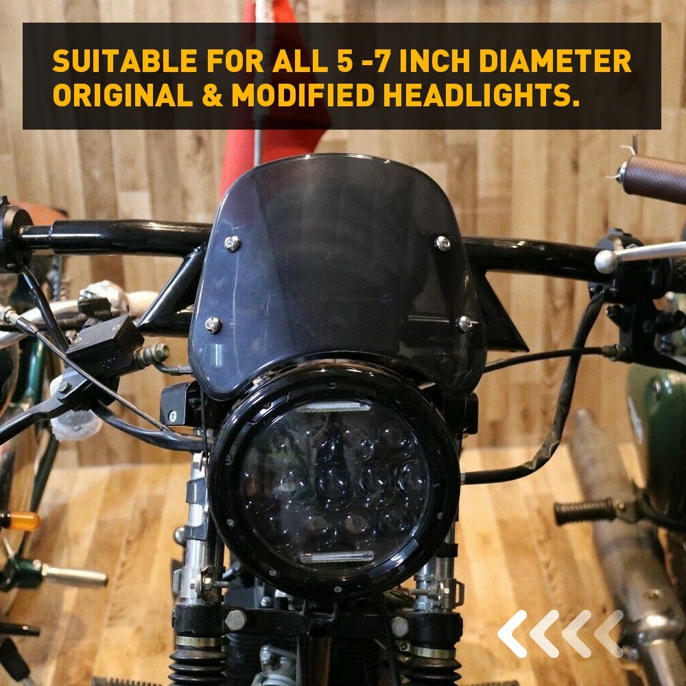 Motorcycle Windshield Flyscreen Front Universal Windscreen w/Mount Bracket 5"-7"