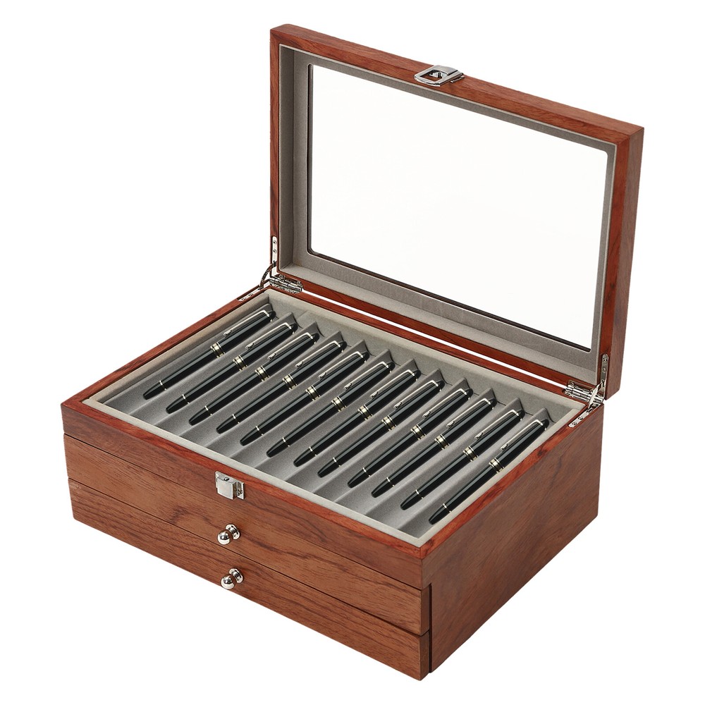 Log Color Pen Display Case 34 Slots Pen Display Case Holder Rectangular Retro US