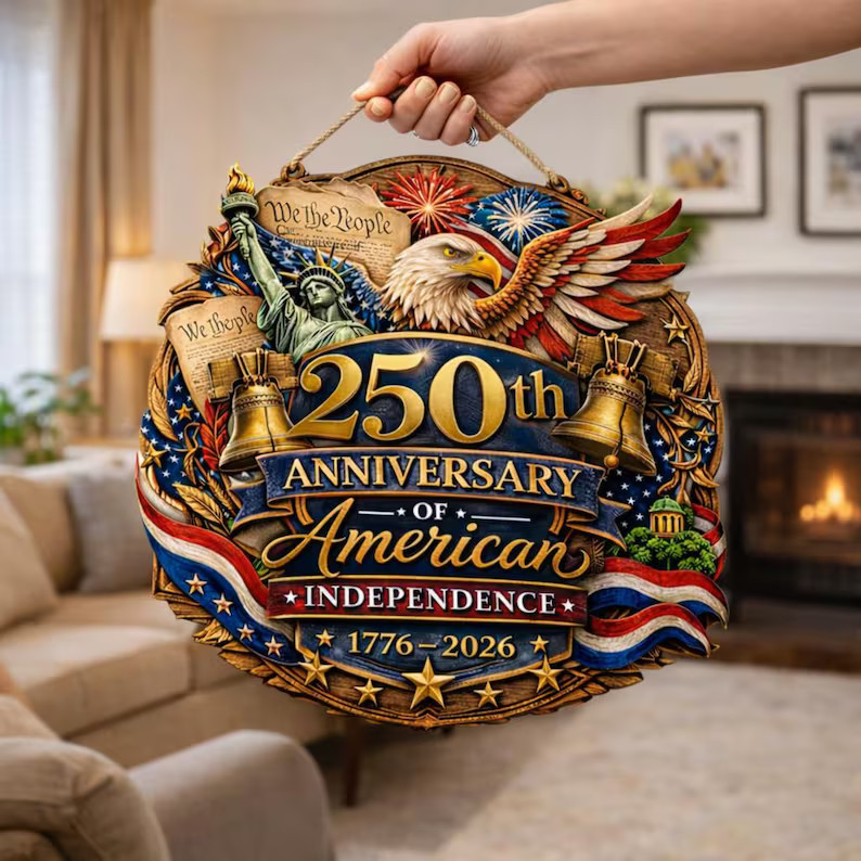 Personalized USA 250th Wall Sign with Rope
