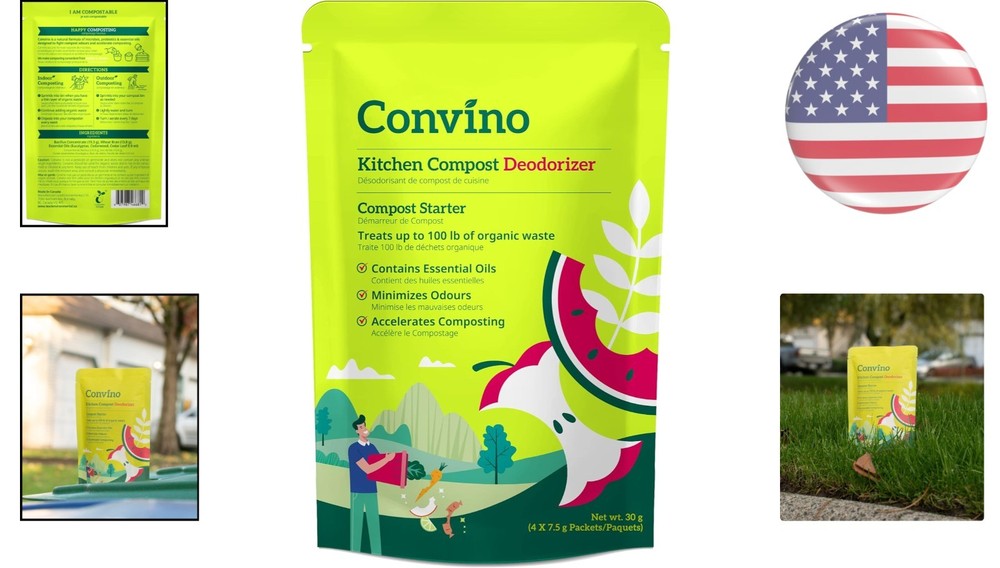 Natural Compost Starter & Odor Control - 4 Packets for Efficient Composting