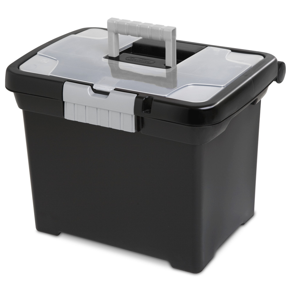File Box organizer Plastic Storage Bin Portable Home Office Mobile letter-size