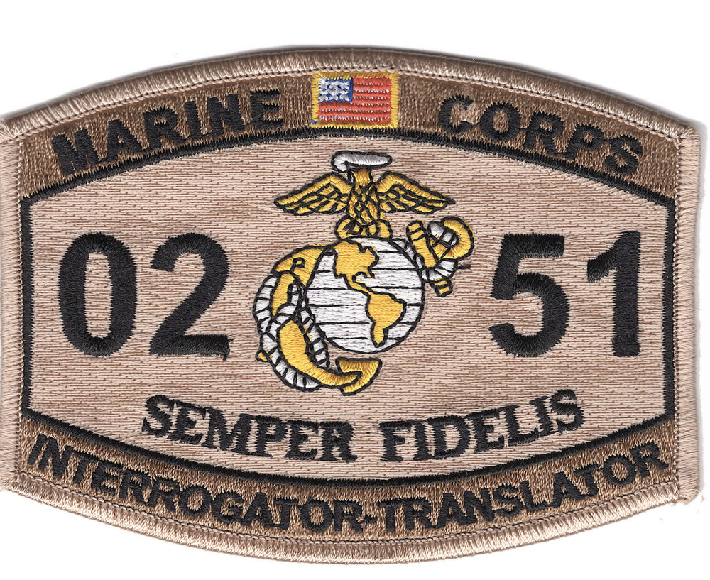 4.5" MARINE CORPS MOS 0251 INTERROGATOR-TRANSLATOR DESERT EMBROIDERED PATCH