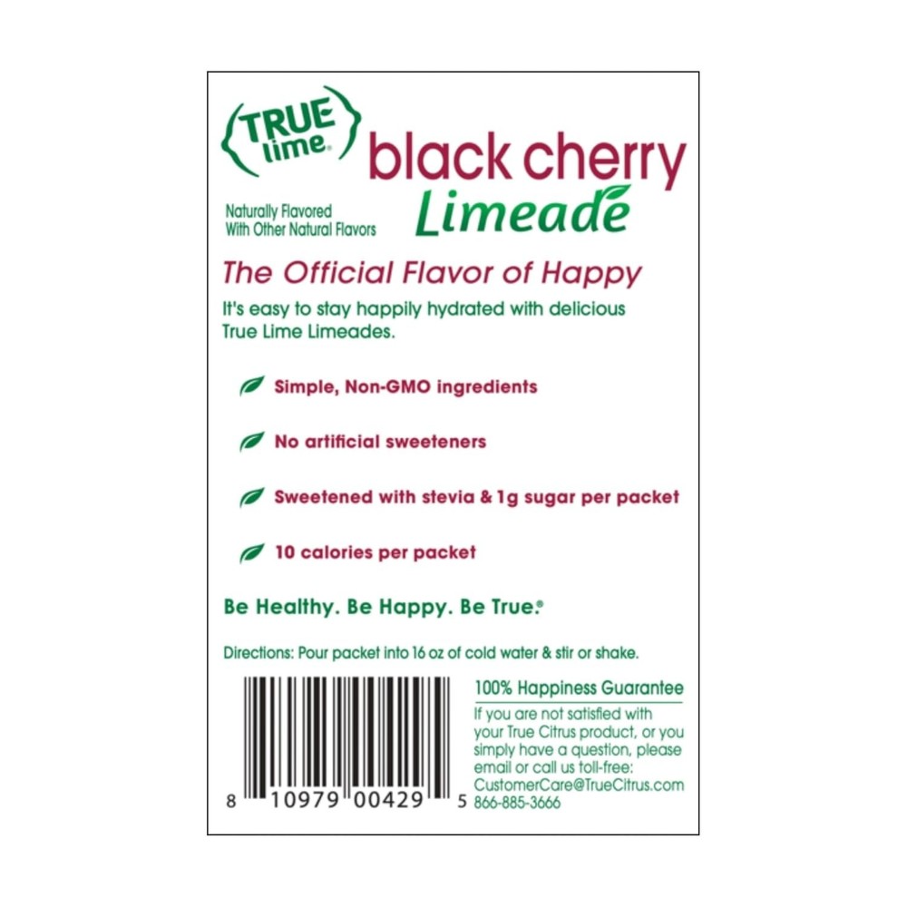 TRUE LIME Black Cherry Limeade Drink Mix (10 Packets) | Made from Real Limes |