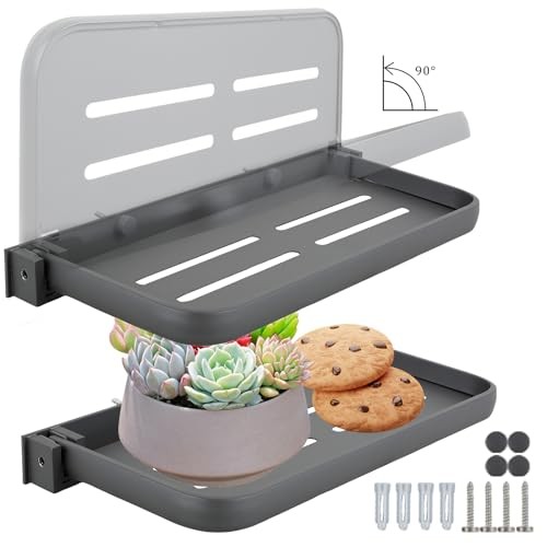2Pcs RV Aluminum Foldable Shelf, Wall-Mounted Foldable Shelf, Easy to Install