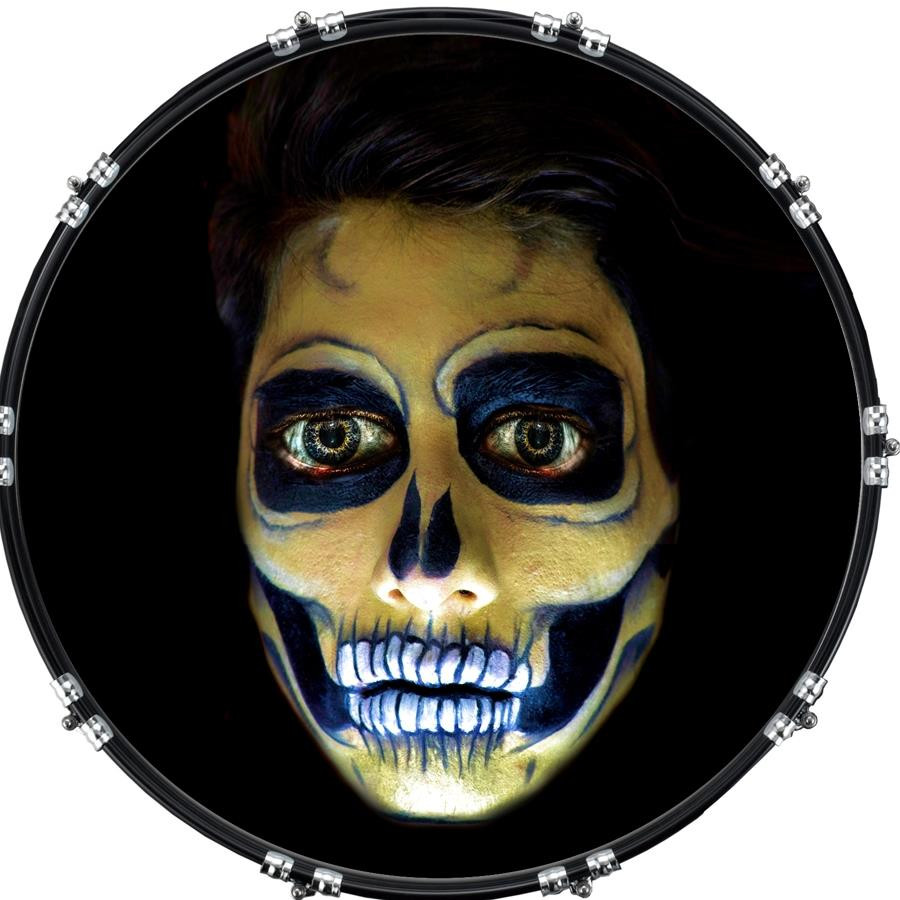 20" Custom Bass Kick Drum Front Head Graphic Graphical Evil Eyes