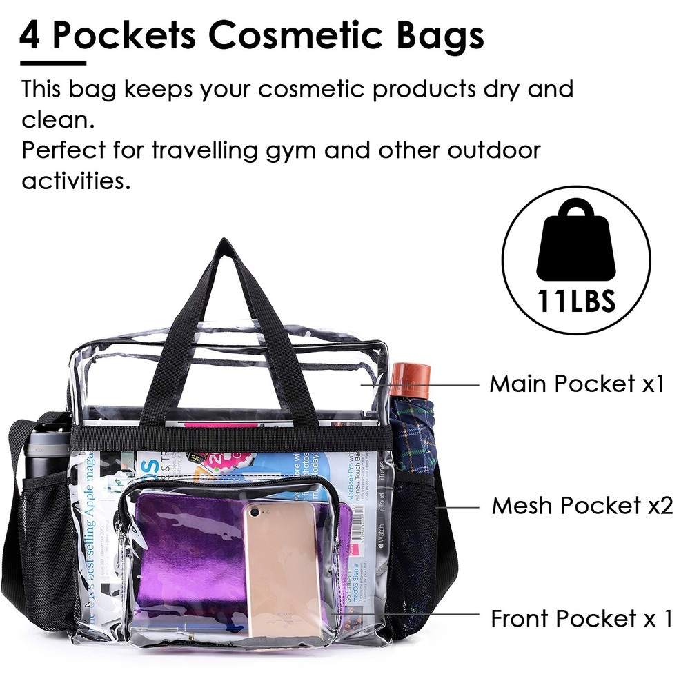 Stadium Approved Clear lunch Bag Front Storage Compartmen with Adjustable Strap