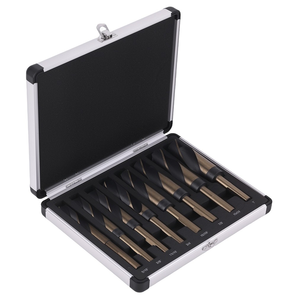 8PC Deming Drill Bits Set HSS 9/16-1" 135° Split Point Cobalt Silver