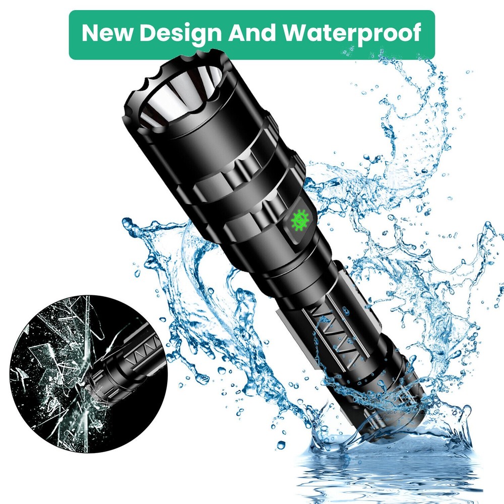 Rechargeable Tactical Flashlight Picatinny Rail Mount 3Modes Zoomable Flashlight