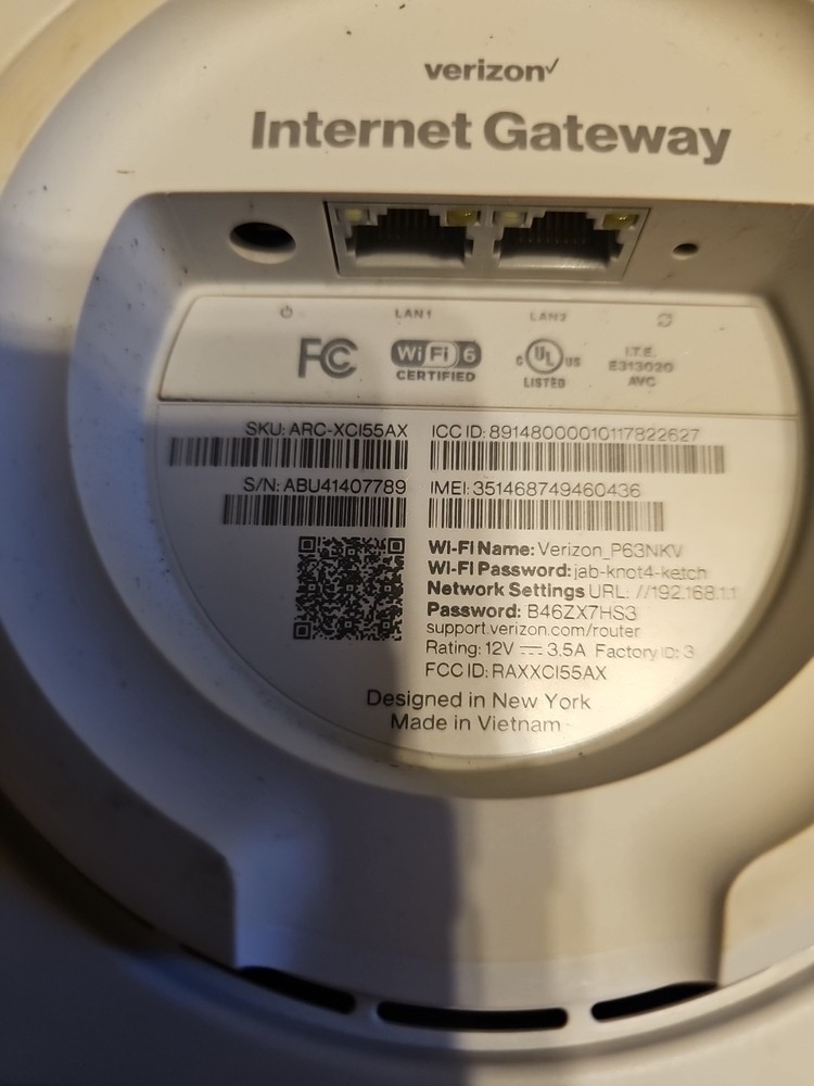 Verizon Internet Gateway No Power Cord
