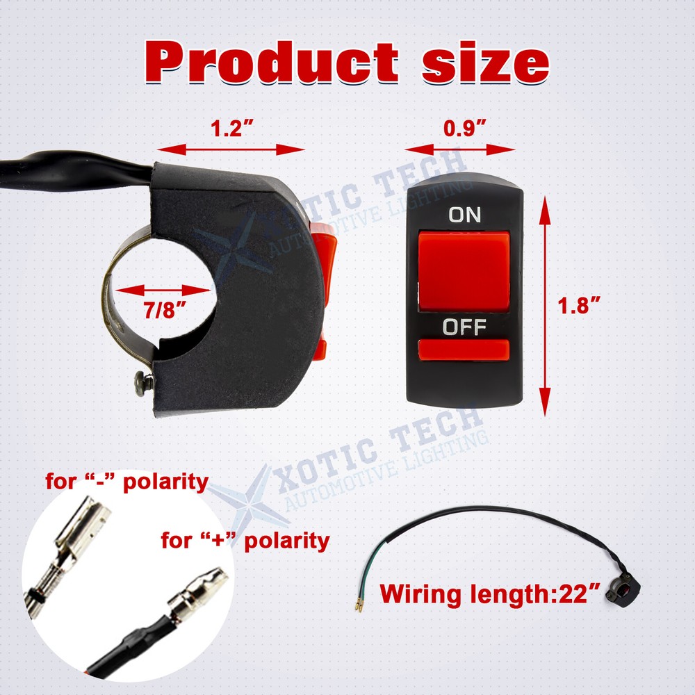 Motorcycle Kill Switch 22mm 7/8" Handlebar Starter Start Stop ATV Switch Button