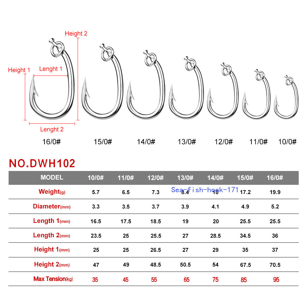 5pcs InLine Single Hook Saltwater Lure Fishing Heavy Duty Replacement Hooks