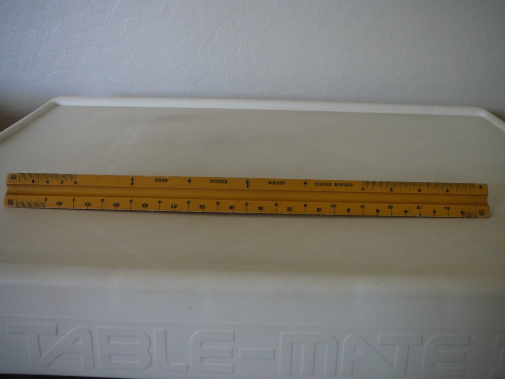 DIETZGEN 31626 ENGINE DIVIDED TRIANGULAR WOODEN RULER