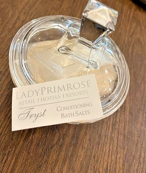 LADY PRIMROSE "TRYST" CONDITIONING BATH SALTS IN A CRYSTAL JAR