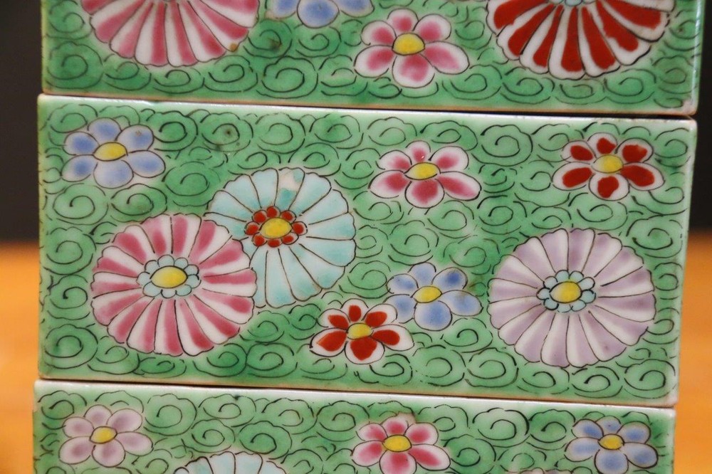 Antique Japanese porcelain stackable box Porcelain Stackable box.