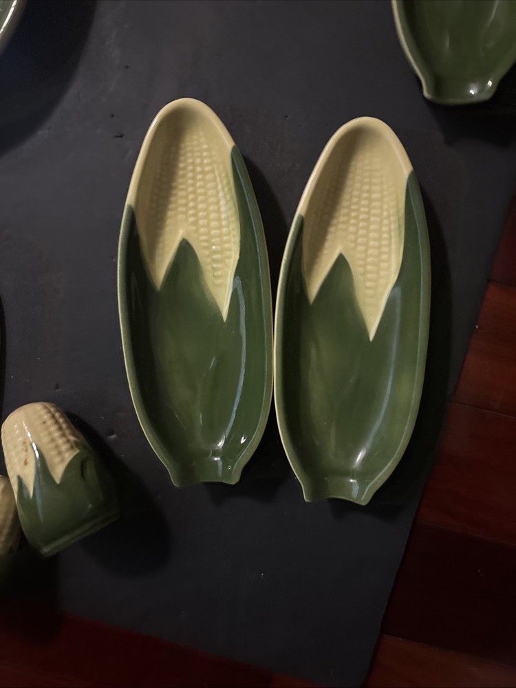 Shawnee Butter Platter Salt Pepper Corn Holders Read Collection