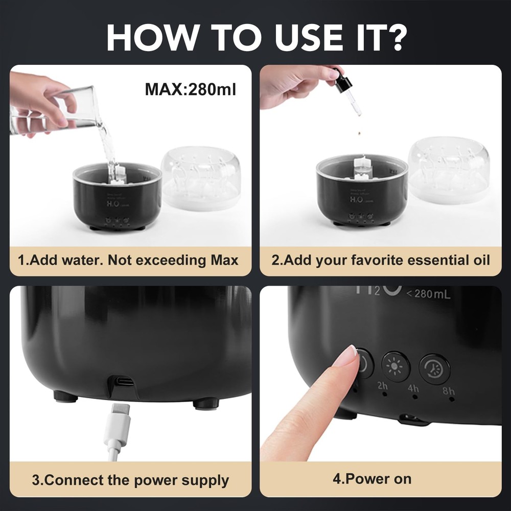 Jellyfish Humidifier Diffuser, 280ml Essential Oil Diffuser with Re... Fast Ship