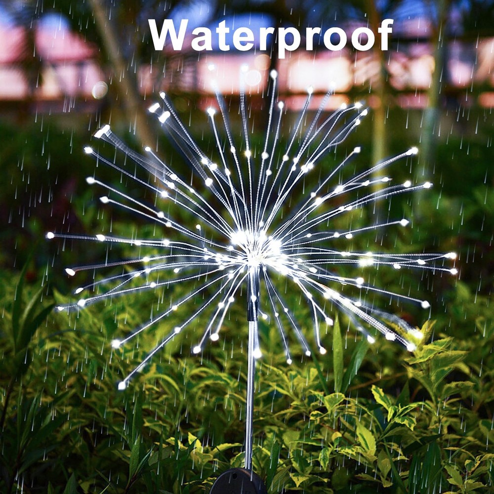 JJGoo Solar Firework Lights, 2 Pack 120 LEDs 2 Lighting 2 Pack, Cool White