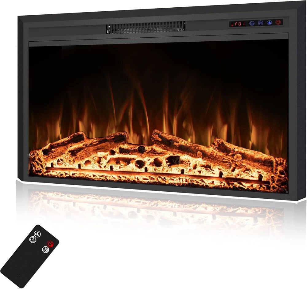 40" Width Electric Fireplace Inserts with Adjustable Flame 40", Black