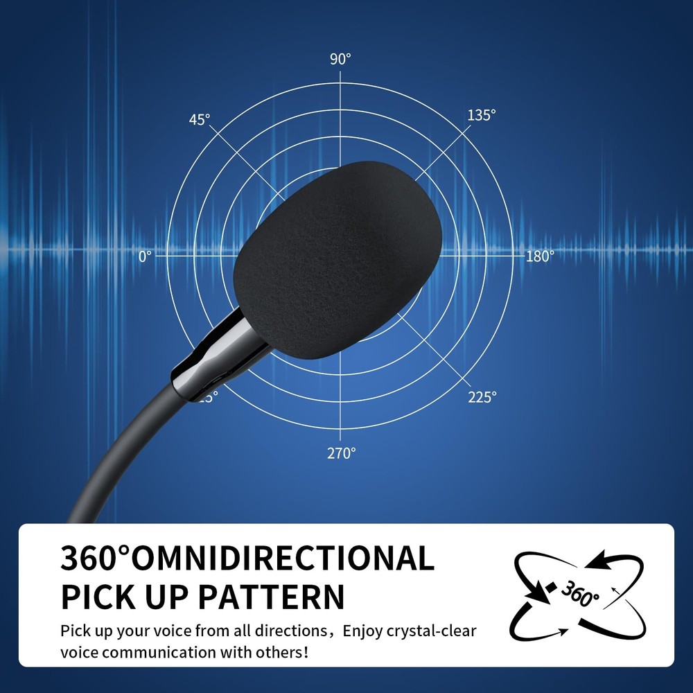 Recording Microphone, Omnidirectional Condenser, Black - Mute Button & LED