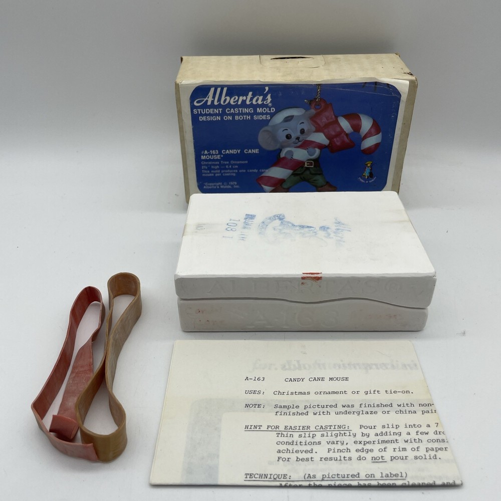 VTG 1979 Alberta's Student Ceramic Casting Mold #A-163 Candy Cane Mouse w/ Box