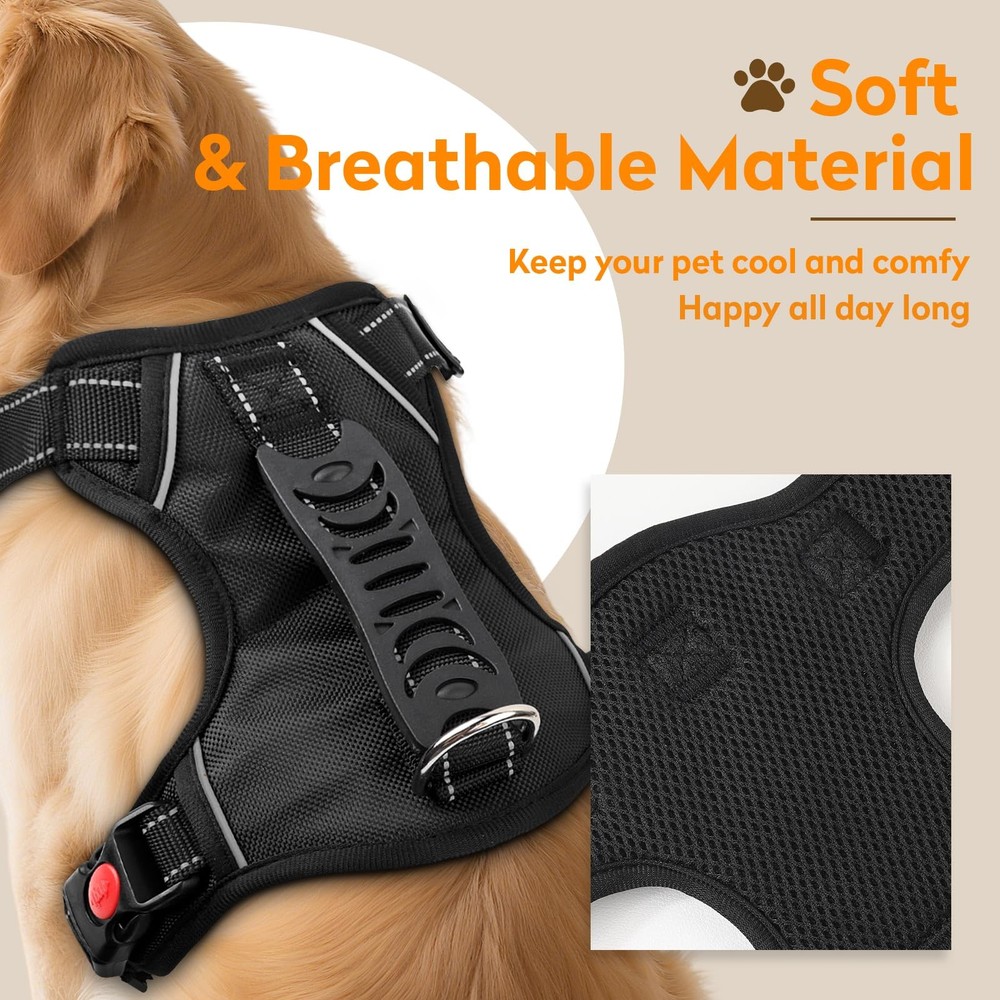 No Pull Dog Harness with 2 Leash Clips, Reflective Adjustable Soft Padded Ves...